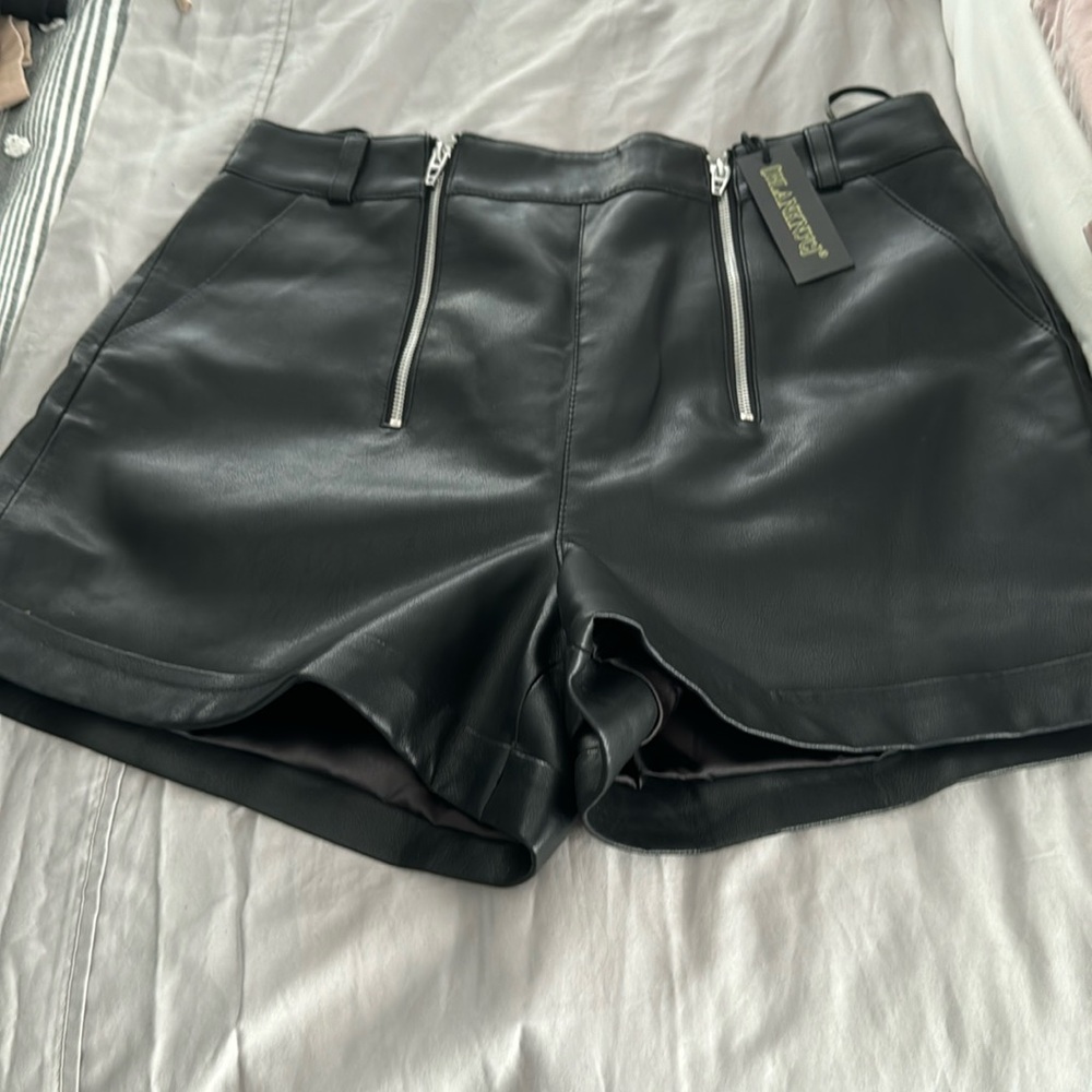Blank NYC Black Leather Shorts